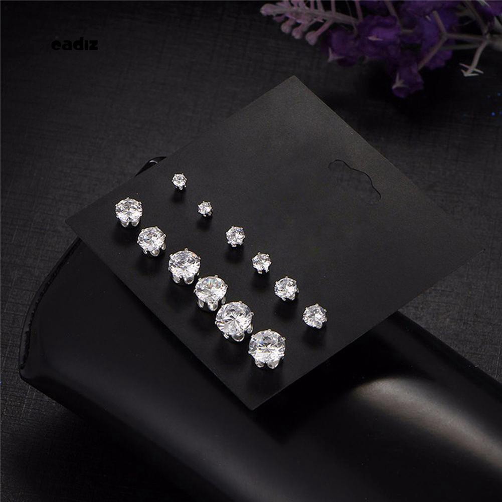 Bộ 6 đôi khuyên tai dạng nụ đính đá cubic zirconia thời trang Giáng Sinh dành cho bạn nữ