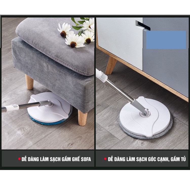 Bộ Cây Lau Nhà Thông Minh, Bộ Cây Lau Nhà Tự Vắt Xoay 360 Độ Kèm Thùng Tự Vắt SPINMOP Cao Cấp