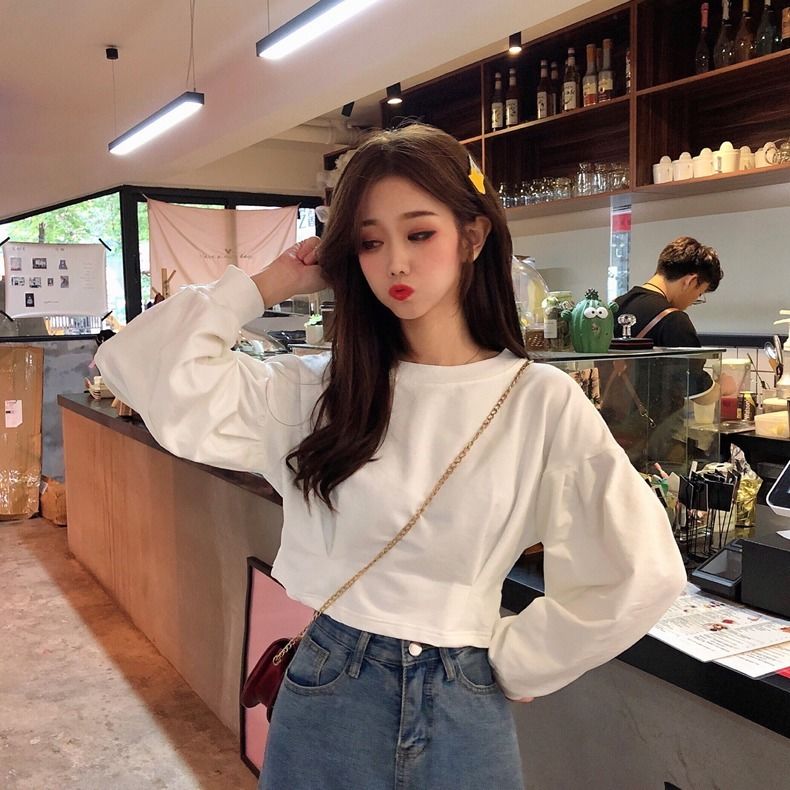 Áo Thun Nữ Dài Tay Cổ Tròn Thời Trang Hàn 2020