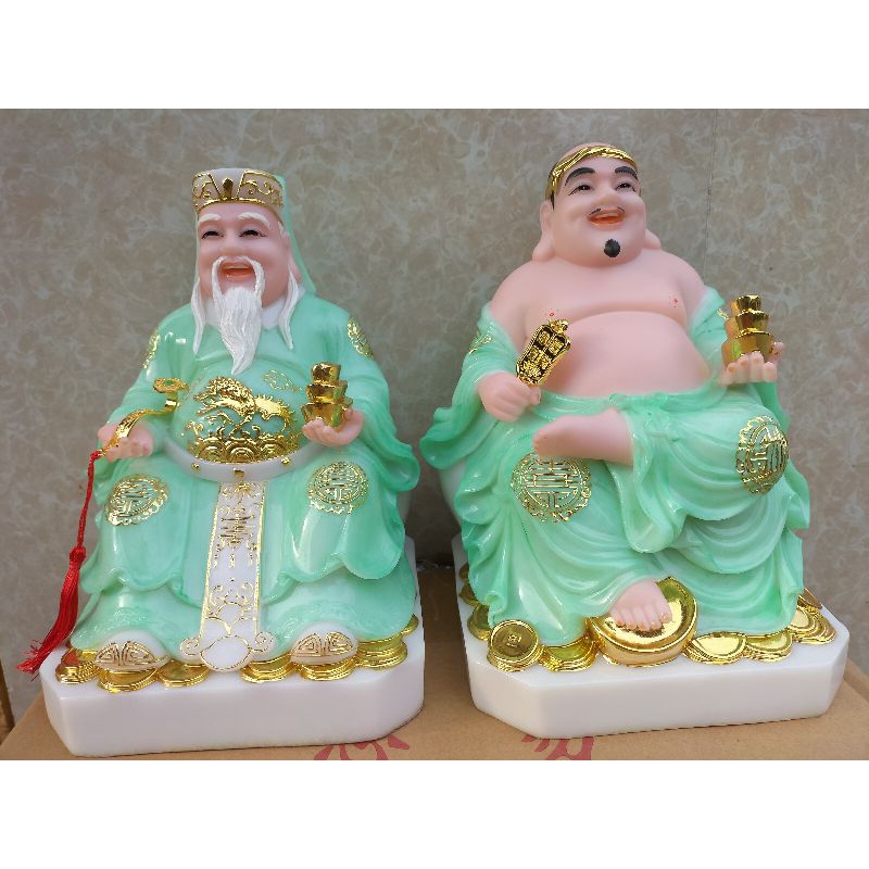 bộ tượng thần tài thổ địa đá cao 30cm