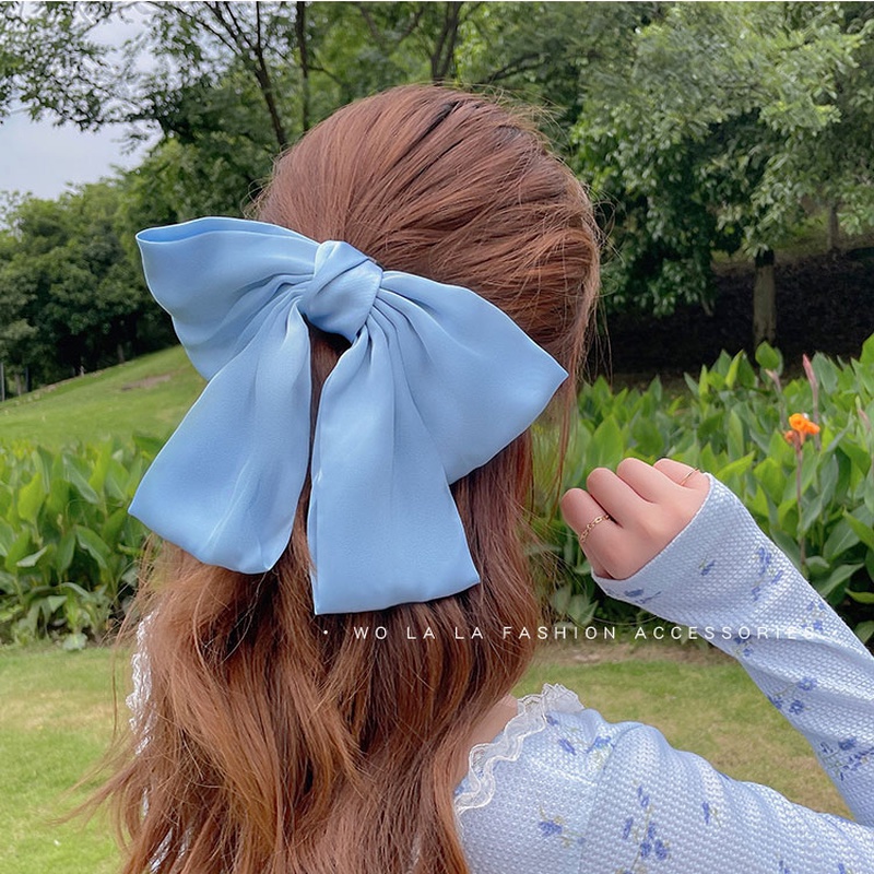 Kẹp Tóc Nơ Vải Satin Cỡ Lớn Kiểu Hàn Quốc Xinh Xắn