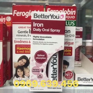 BỔ SUNG SẮT DẠNG XỊT IRON HƯƠNG TÁO BETTER YOU của ( Anh ) - TIỆN LỢI DỄ DÀNG - TỐI ƯU HẤP THỤ CHO BÉ ( 1y+ )