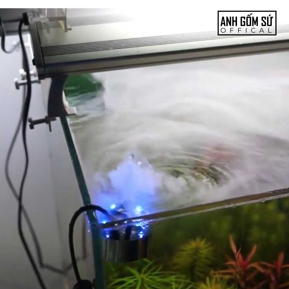 Máy tạo khói bể cá mini phun sương, đèn led đổi màu bằng kim loại chống rỉ - hàng cao cấp chính hãng
