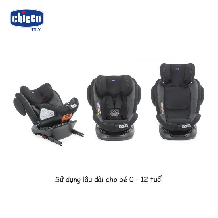 [Mã MKBC13 giảm 80k đơn 1 triệu] Ghế ngồi ô tô Chicco Unico Plus isofix 0-12y xoay 360 độ (Đen shadow)