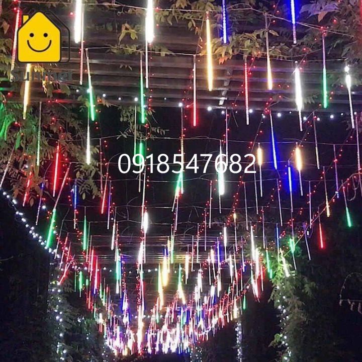 Đèn trang trí tết đèn Nháy sao băng chạy xếp hình dài 4m có 8 ống 50p