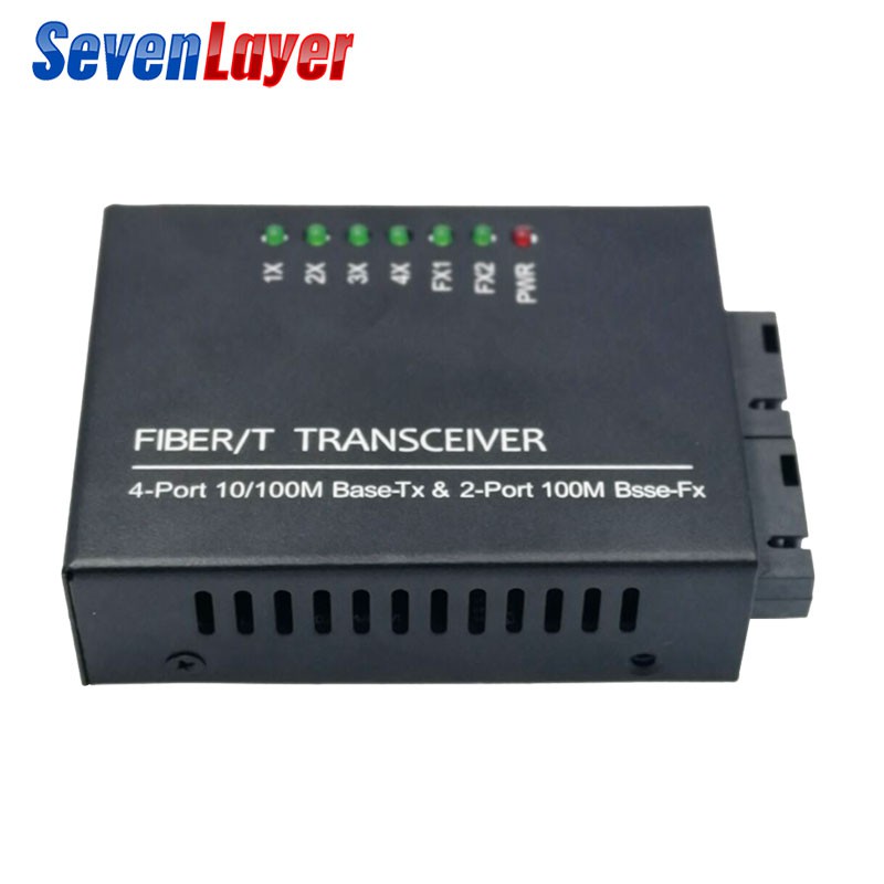Ethernet switch Fiber Optical Media Converter Single Mode 4 RJ45 and 2 SC fiber Port 10/100M