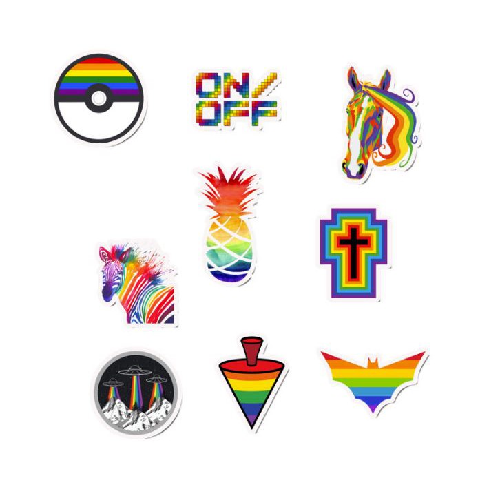 Sticker RAINBOW nhựa PVC không thấm nước, dán nón bảo hiểm, laptop, điện thoại, Vali, xe, Cực COOL #83