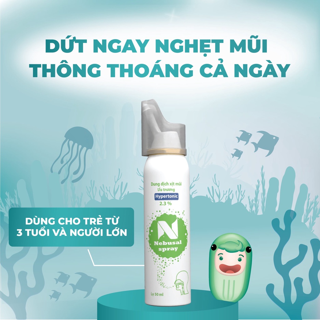 Xịt Mũi Nebusal 2.3 giúp giảm Nghẹt Mũi, Sổ mũi ở người lớn và trẻ em trên 3 tuổi