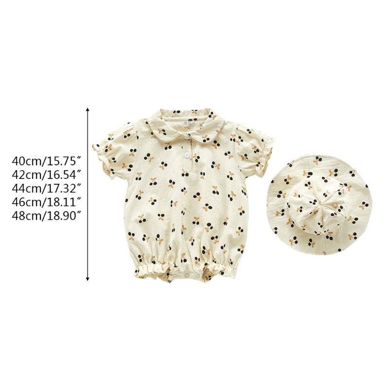 Set 2 Món Áo Liền Quần &amp; Mũ Trùm Đầu In Hoa Xinh Xắn Cho Bé