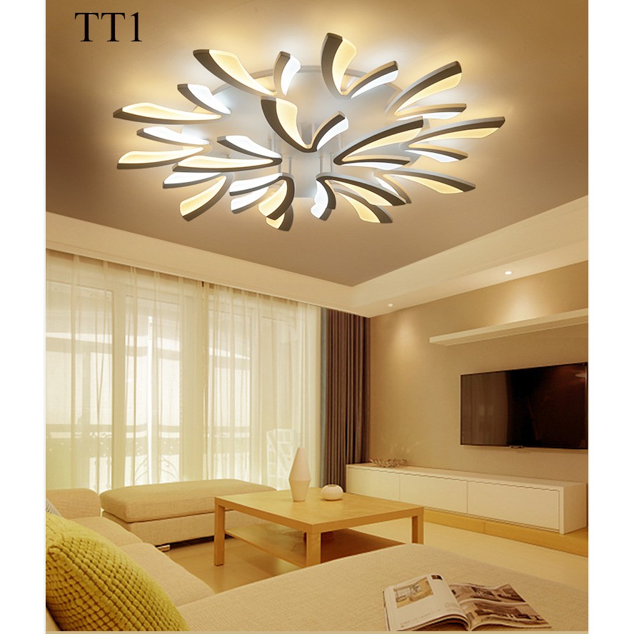 Đèn ốp trần đèn áp trần trang trí phòng khách phòng ngủ có kèm điều khiển từ xa phân tầng 3 chế độ sáng mẫu TT1