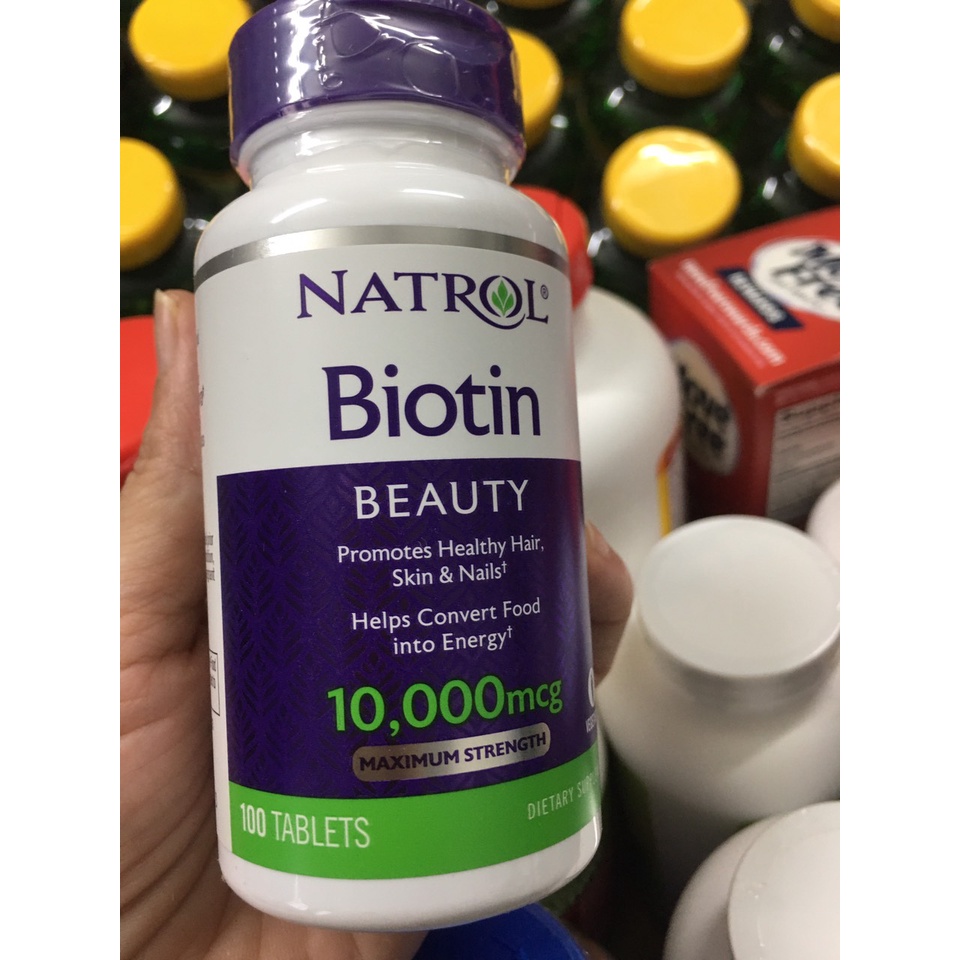 Viên Mọc Tóc Biotin Beauty 10000mcg 100 Viên biotin 100v natrol của Mỹ