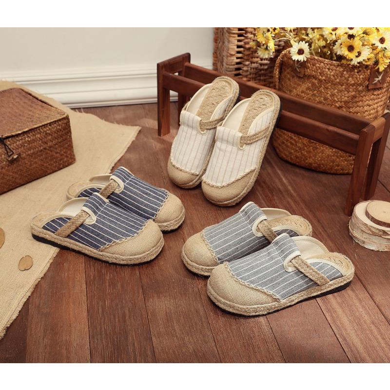 Giày Lười Vải Lanh Thêu Họa Tiết Dân Tộc Bắc Kinh Cổ Điển Thời Trang Mùa Hè Cho Nữ 2 # A7