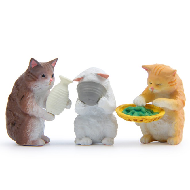 Bộ mô hình Mèo Chăm Chỉ và Mèo Nhậu Nhẹt theo phong cách lễ hội hoa anh đào Nhật Bản