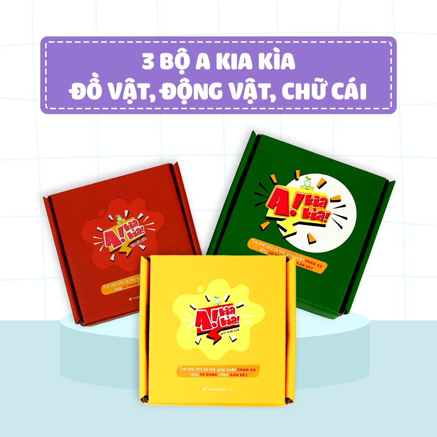 Combo 3 trò chơi A KIA KÌA phát triển từ vựng, phản xạ cho bé 6-10 tuổi Hộp Háo Hức
