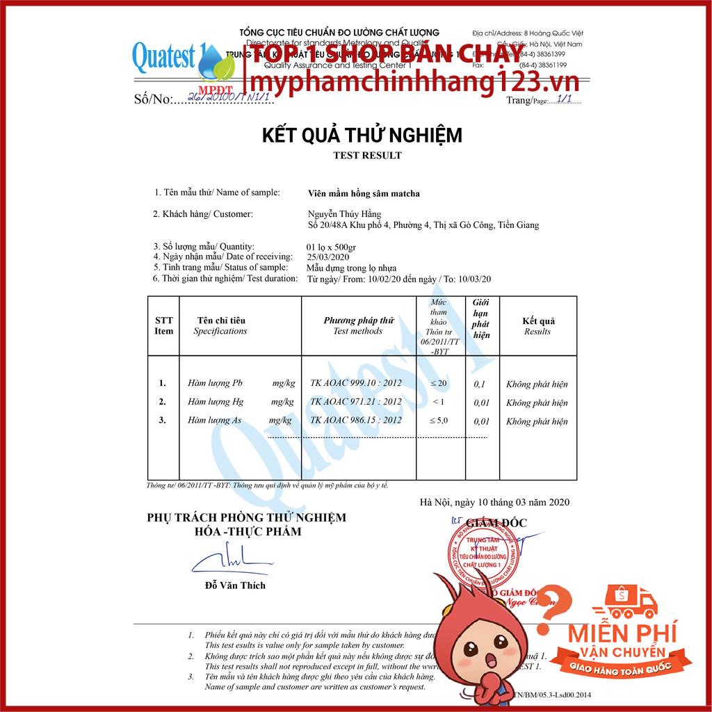 400gr viên mầm sắc màu hồng sâm matcha tăng vòng 1, đẹp da, tăng sinh lý nữ có giấy chứng nhận ATTP