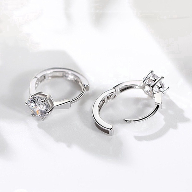 Khuyên Tai Tròn Mạ Bạc 925 Đính Đá Thời Trang