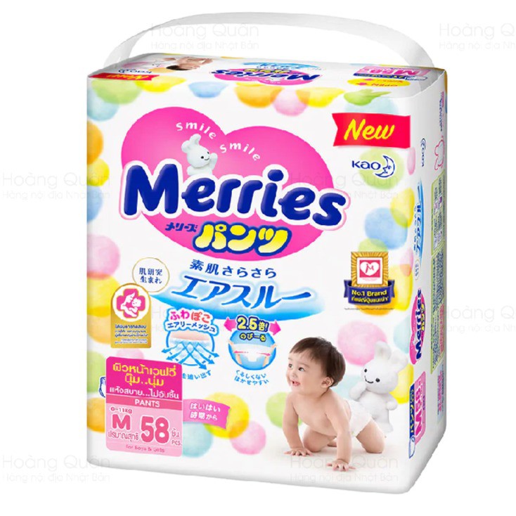 Bỉm/Tã quần Merries size M 58 miếng (cho bé 6-11kg)