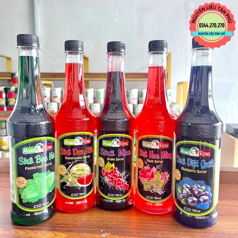 Siro Golden farm Mama rosa đủ hương đào, vải, dâu.. Chai 700ml -