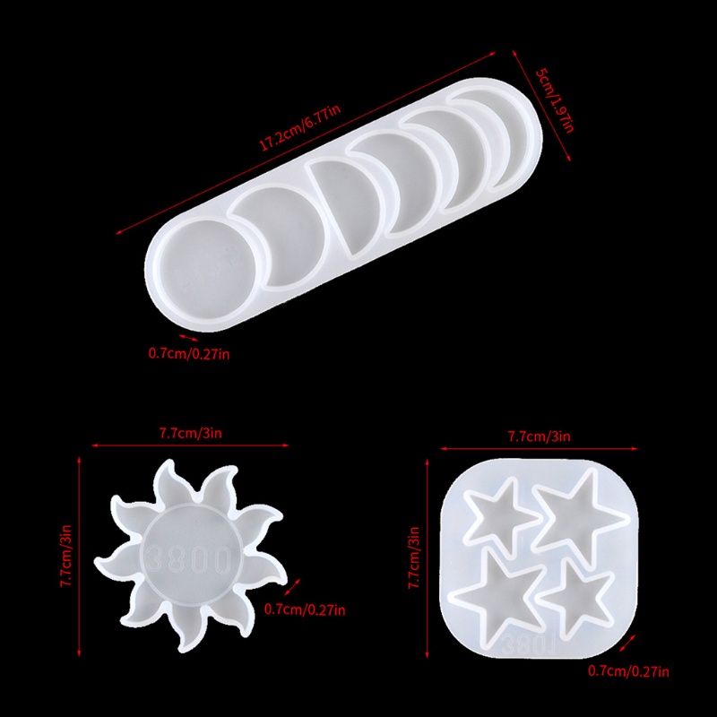 Khuôn Silicone Làm Epoxy Hình Bán Nguyệt / Ngôi Sao / Mặt Trăng