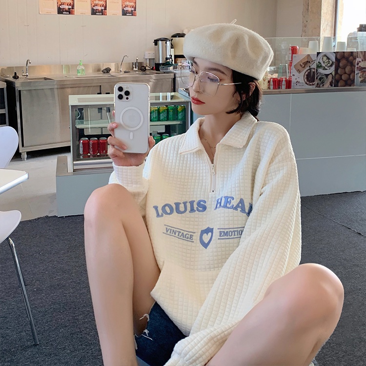 Áo Sweater Cổ Áo Polo Dáng Rộng Thiết Kế Mới Thời Trang Mùa Thu 2021 Cho Nữ