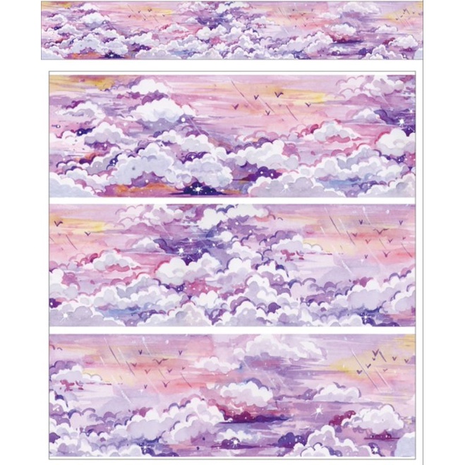 Washi tape 35cm, băng keo dán họa tiết bầu trời, mặt nước nhà OKMT trang trí DIY, làm tranh washi