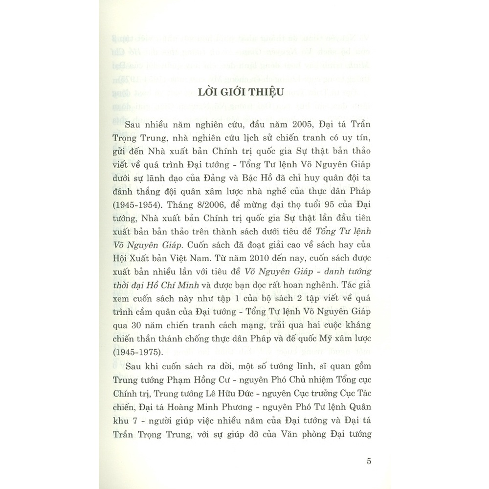 Sách - Tổng Tư Lệnh Võ Nguyên Giáp Trong Những Năm Đế Quốc Mỹ Leo Thang Chiến Tranh (1965-1969)