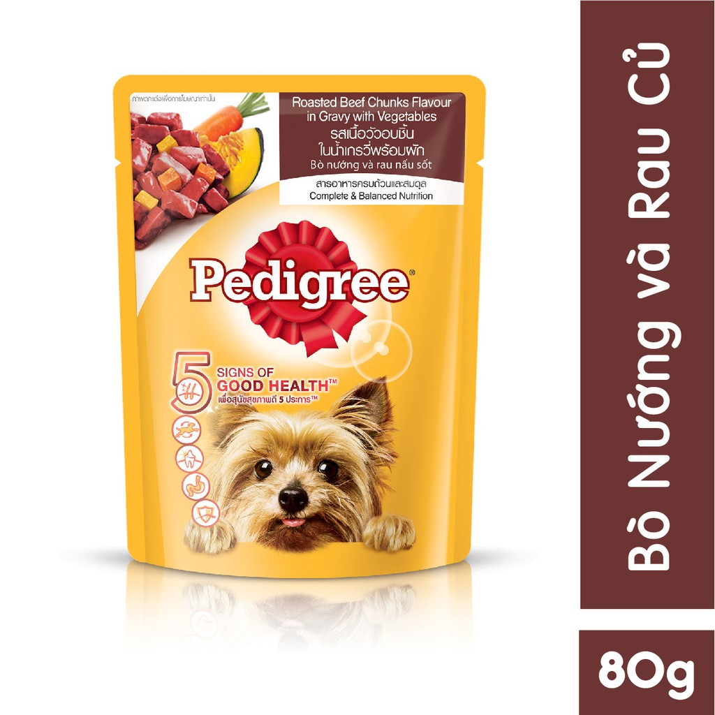 PEDIGREE® thức ăn cho chó lớn dạng sốt mix 2 vị 80g - Gà,gan nướng (6 gói) &amp; Bò nướng (6 gói)