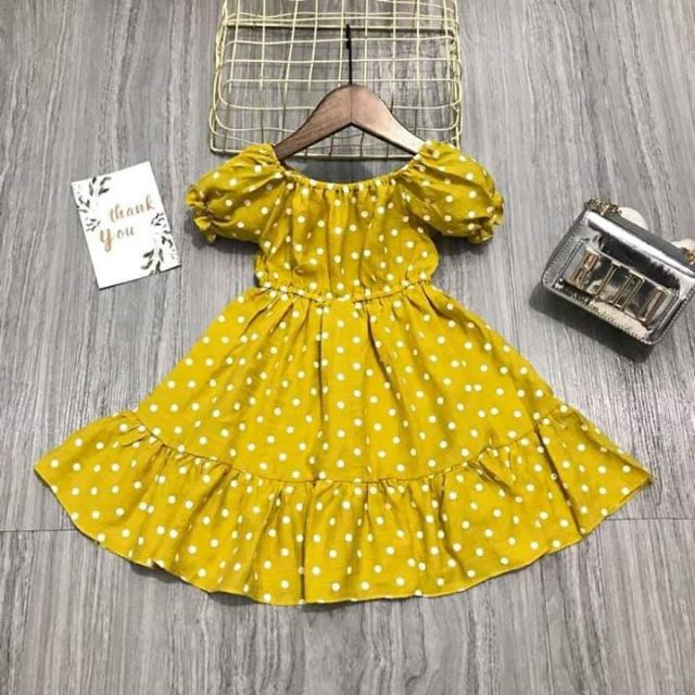 Freeship 99k TQ_Váy chấm bi cho bé gái