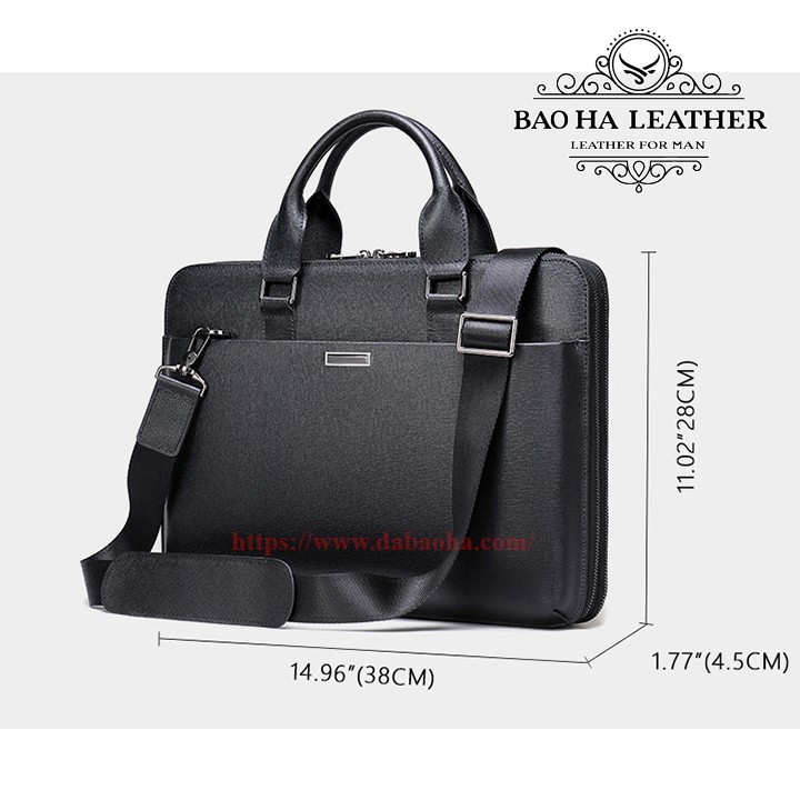 Cặp nam công sở cao cấp BHM7355 Da bò nguyên tấm. Túi xách công sở nam. Vừa laptop 14inch,phom cứng. Sang trọng,lịch lãm