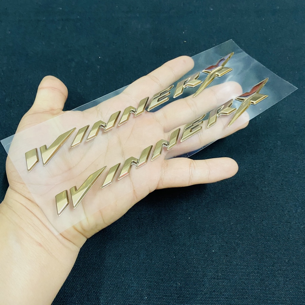 Tem logo chữ WINNER, WINNER X đủ màu chất liệu nhựa cứng zin mạ chrome bóng cao cấp