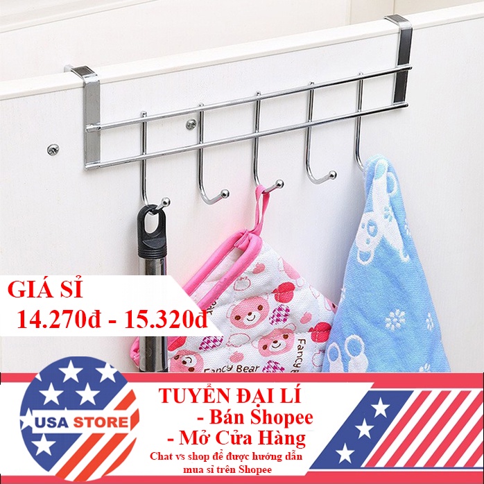 (Video Review) Khung Móc Treo Nồi Inox Gài Sau Tủ Bếp 5 Móc Kiểu 5 - Treo Mũ Treo Đồ Sau Cánh Cửa
