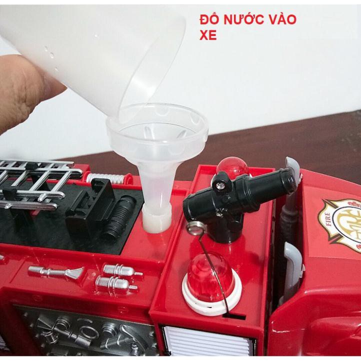 Ô tô cứu hỏa điều khiển sử dụng pin sạc phun được nước thật có âm thanh và đèn hàng Quảng Châu