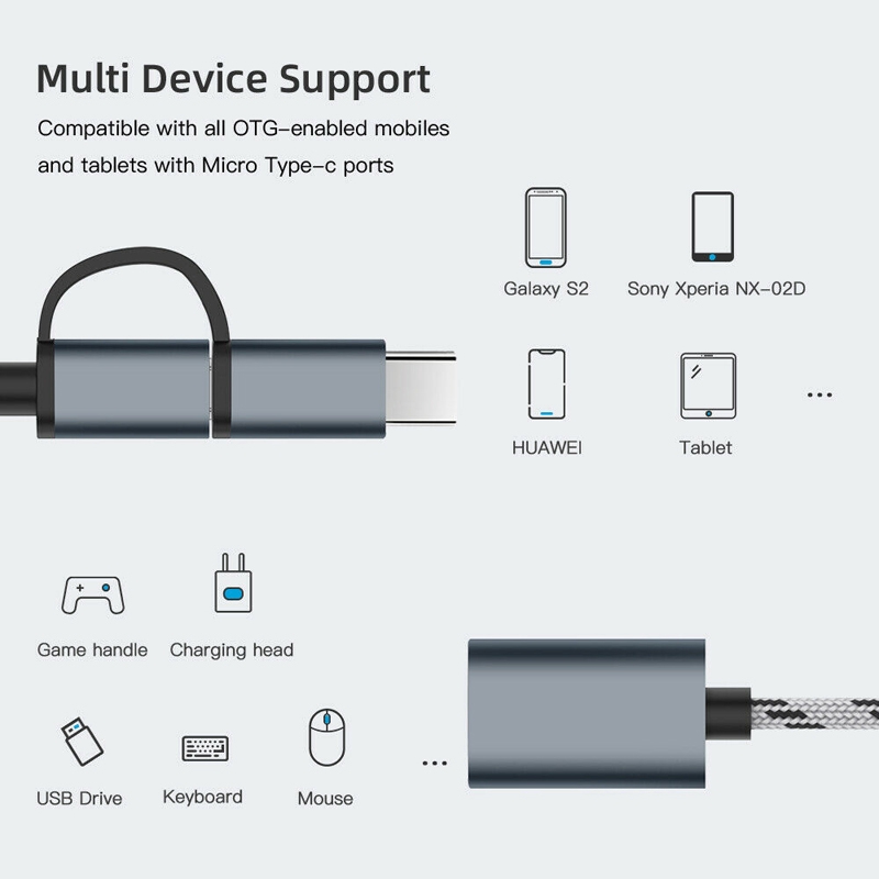 SAMSUNG Cáp Chuyển Đổi 2 Trong 1 Usb 3.0 Otg Bện Nylon Micro Usb Type C