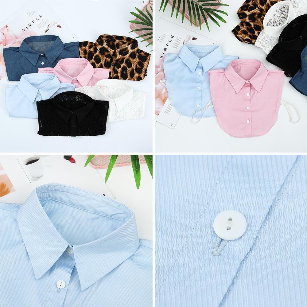 Cổ Áo Sơ Mi Giả Họa Tiết Da Báo Màu Trắng / Đen Thời Trang 1 Cái Cho Nam Và Nữ