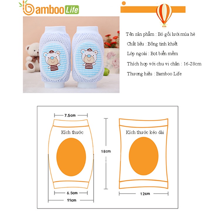 Bó bảo vệ gối cho bé Bamboo Life BL102 giúp bé không bị đau gối khi tập đi, tập bò