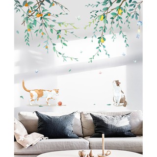 Decal dán tường Mèo dưới tán cây 2