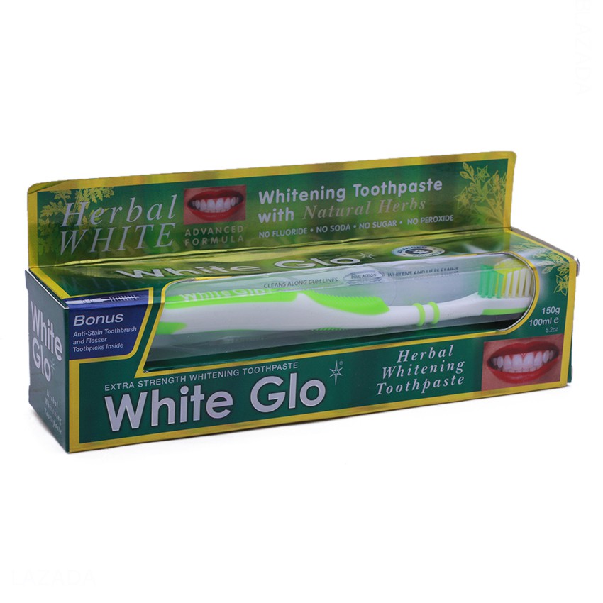 Kem đánh răng White Glo thảo mộc 150gr _ Herbal Whitening Toothpaste