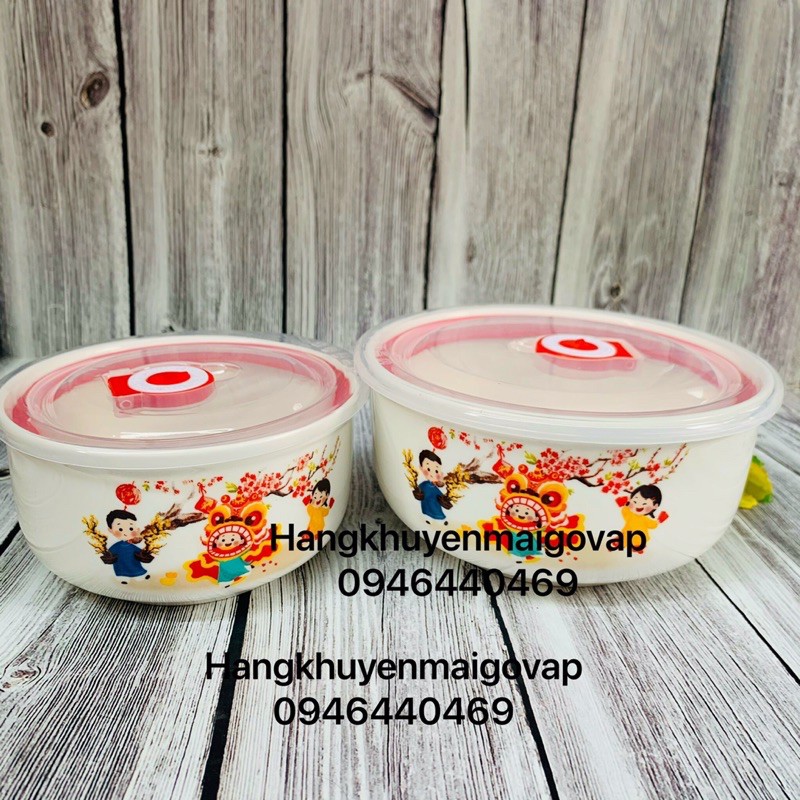 (XẢ KHO) Bộ 2 Thố Sứ Tô Sứ Nắp Hút Chân Không - Mẫu Ngẫu Nhiên - Hàng Đẹp Tráng Men Cao Cấp