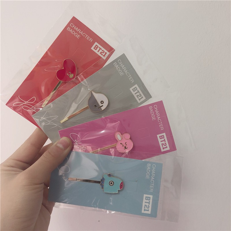 Kẹp tóc BT21 bằng thép không rỉ màu vàng hồng