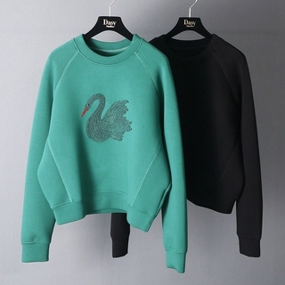Áo Sweater cổ tròn tay dài dáng rộng thêu họa tiết thời trang cho nữ T043
