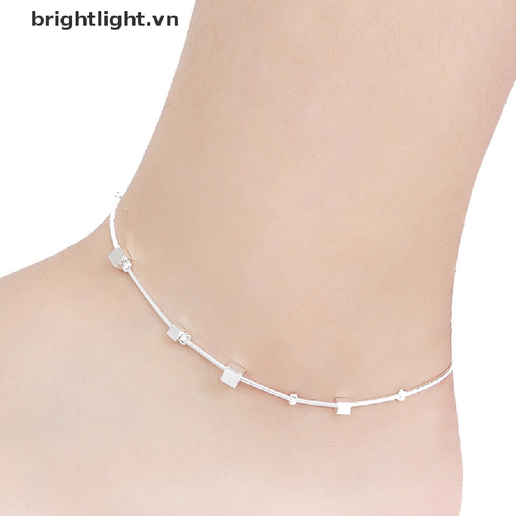 Lắc Chân Mạ Bạc 925 Hình Khối Lập Phương Xinh Xắn