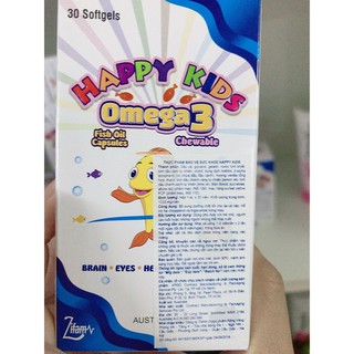 Happykid, dầu cá omega3, Omega3 cho bé, bổ mắt cho bé, sáng mắt cho bé, viên uống bổ sung omega3 cho bé, bổ não, bổ mắt
