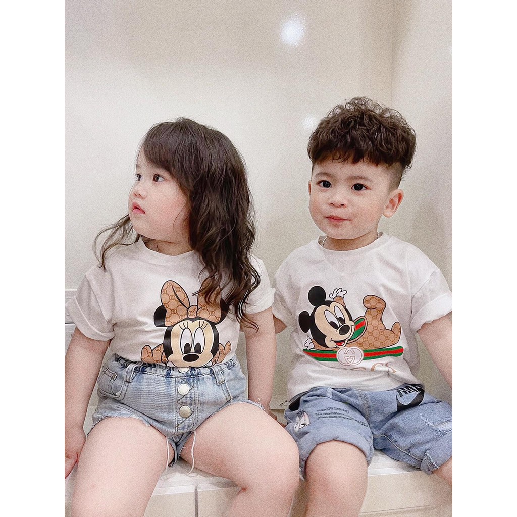 SET 2 ÁO PHÔNG COTTON MICKEY BÉ TRAI BÉ GÁI - HÌNH THẬT