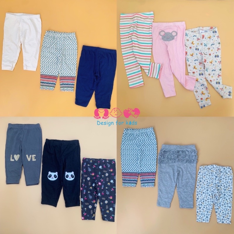 (Size 3-6m) Quần dài quần legging xuất dư các hãng cho bé trai và bé gá
