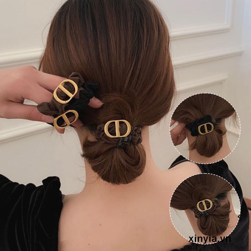 Dây Cột Tóc Cao Su Phối Mặt Kim Loại Thời Trang Cho Nữ