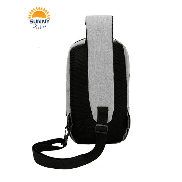 Túi đeo chéo nam, nữ vải canvas cao cấp, màu ghi viền chữ U đẹp mắt, T516 | BigBuy360 - bigbuy360.vn