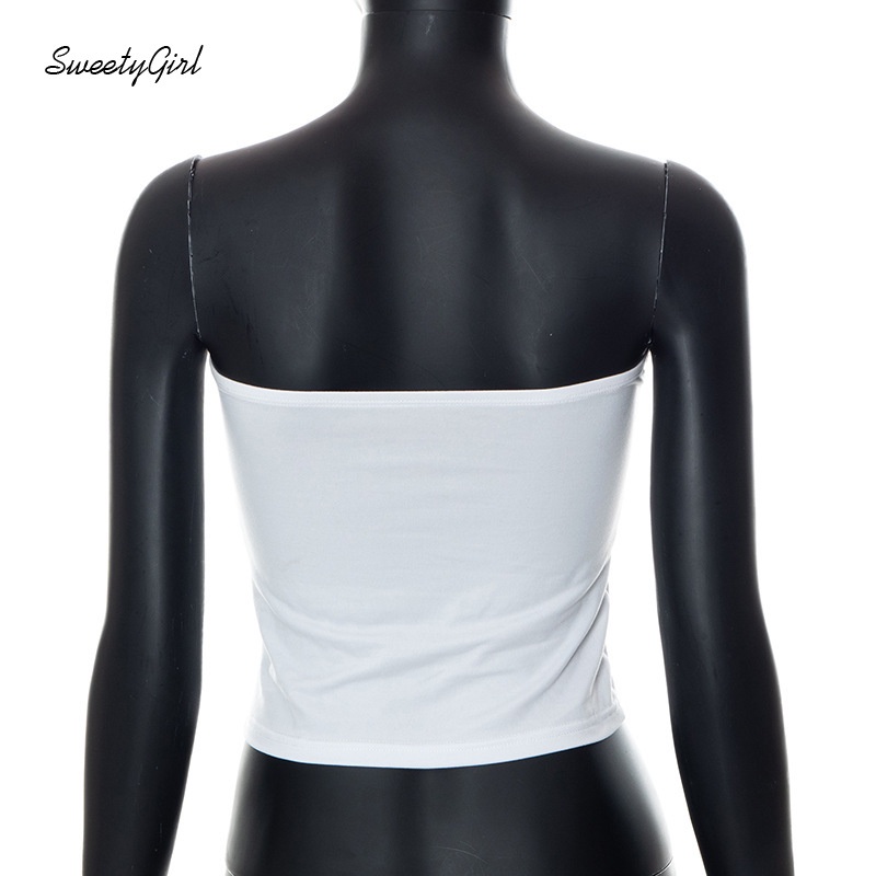 Áo Ống Ôm Dáng Hở Vai In Chữ Phối Màu Tương Phản Thời Trang 2022 Quyến Rũ Cho Nữ