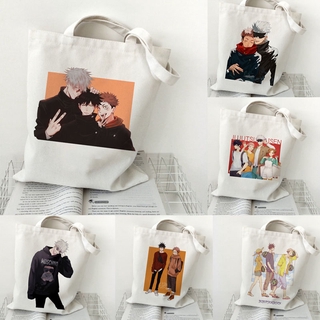 Anime Jujutsu Kaisen Túi Tote Thời Trang Vải Tote Túi Đeo Vai Người Mua Sắm Túi