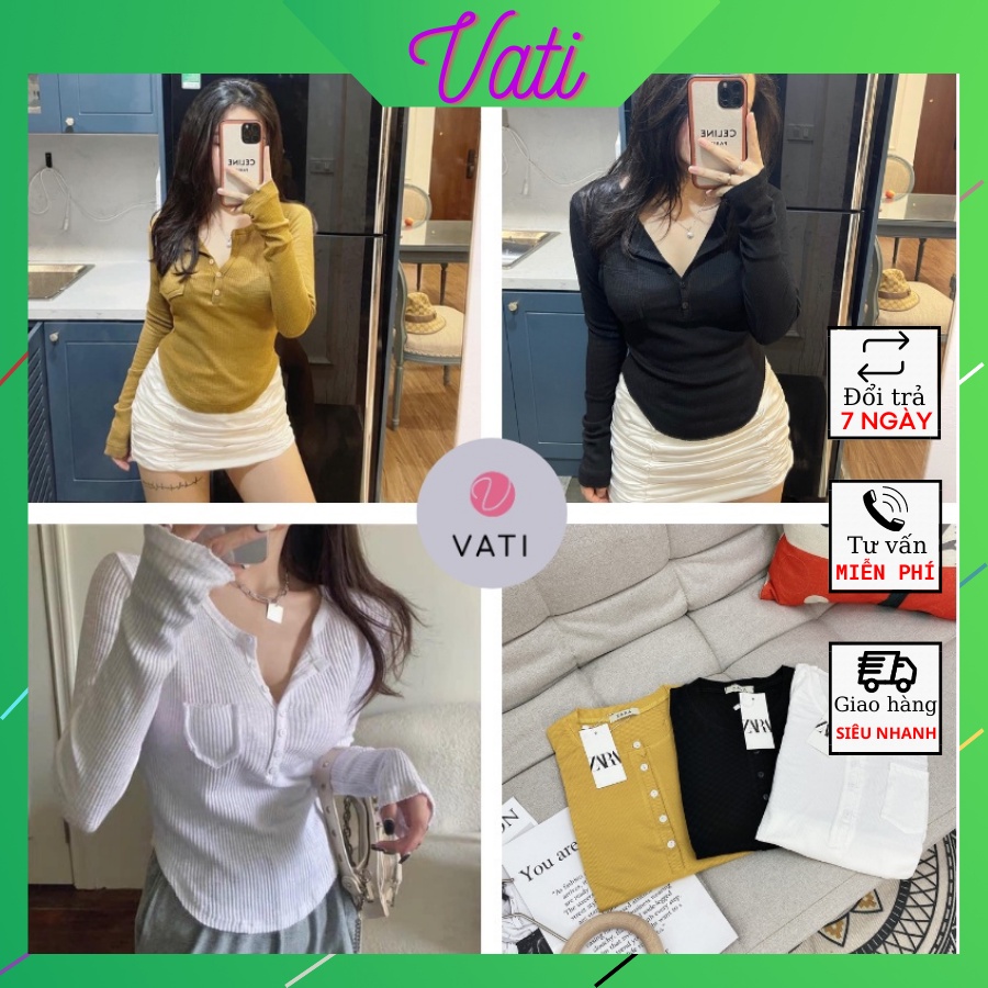 🦋Áo Len Dài Tay VATI Cổ Chữ V Phong Cách Hàn Quốc🦋Chất Vải Len Tăm Cao Cấp Co Giãn Mềm Mịn Thoải Mái