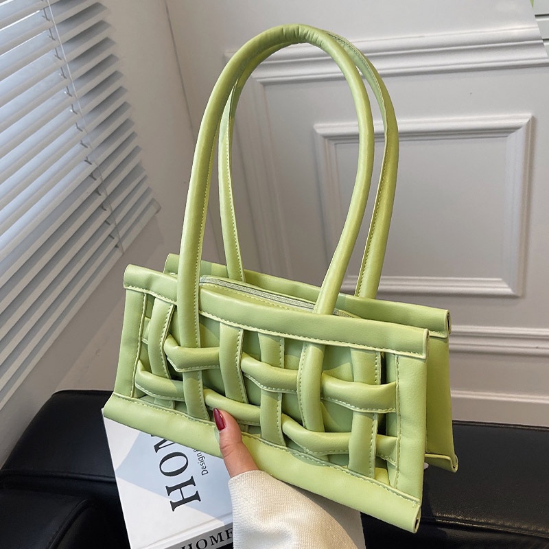 Túi đeo vai IELGY đan tay màu trơn phong cách Pháp thời trang cho nữ